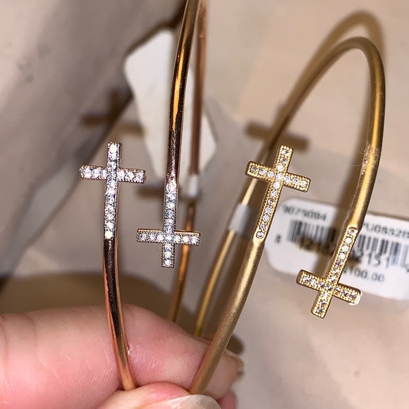 Cross Bangle Bracelets Women’s Two NWT Gold Tone - Picture 8 of 14